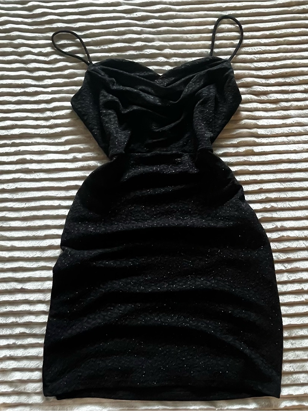 Windsor black glitter ruched bodycon mini dress ♡